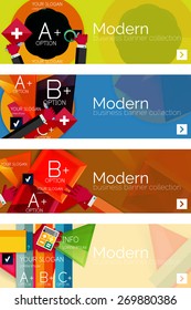 Collection of flat web infographic concepts and banners, various universal set. Paper graphics with gestures, data presentation