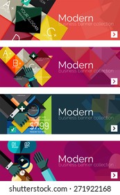 Collection of flat web infographic concepts and banners, various universal set. Paper graphics with gestures, data presentation