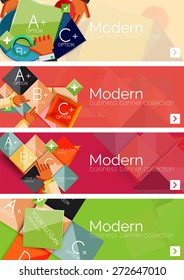 Collection of flat web infographic concepts and banners, various universal set. Paper graphics with gestures, data presentation