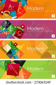 Collection of flat web infographic concepts and banners, various universal set. Paper graphics with gestures, data presentation