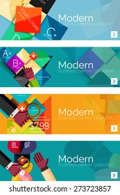 Kollektion von flachen Web-Infografik-Konzepten und Bannern, verschiedene universelle Set. Papiergrafiken mit Gesten, Datendarstellung