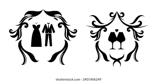 Collection of flat wedding ornaments	

