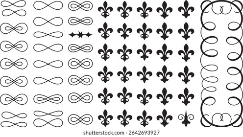 Collection of fleur de lis and infinity symbols