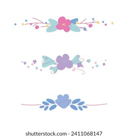 Collection of floral arrangements for invitations, cards, congratulations. Text design. Plant elements for festive design. Vector illustrations, isolated objects	
