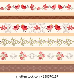 Collection floral borders. Vector illustration.