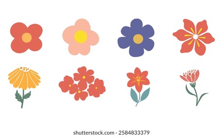 Collection of floral and botany elements, Abstract set of wildflower,Vector illustration design and creative idea,eps 10.