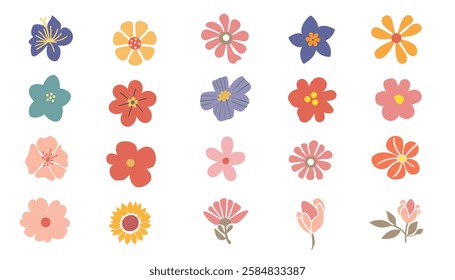 Collection of floral and botany elements, Abstract set of wildflower,Vector illustration design and creative idea,eps 10.