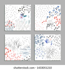 Collection of floral cards. Vector