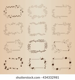 Collection floral decorative frame. Design for banner, labels, announcement