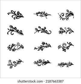 Collection of Floral Element Illustrations 
