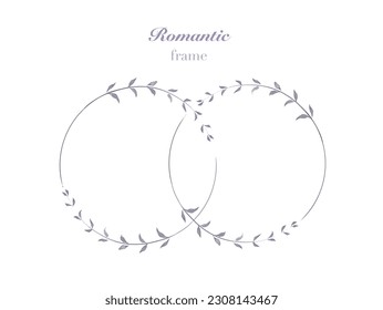 Collection of Floral Frame with Leaves. Design for Wedding Invitation. Decorative Natural Elements. Vector Lllustration of Laurel Branches on White Background.