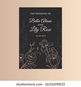 Collection of floral frames with Black and white of branches, leaves and flowers. Hand drawn elegant delicate botanical borders and wreaths. Vector isolated elements for wedding invitation, card,