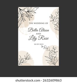 Collection of floral frames with Black and white of branches, leaves and flowers. Hand drawn elegant delicate botanical borders and wreaths. Vector isolated elements for wedding invitation, card,