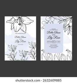 Colección de marcos florales con blanco y negro de ramas, hojas y flores. Dibujado a mano con delicados bordes botánicos y coronas. Elementos aislados del Vector para la invitación de la boda, tarjeta,