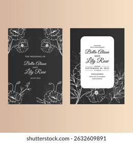 Collection of floral frames with Black and white of branches, leaves and flowers. Hand drawn elegant delicate botanical borders and wreaths. Vector isolated elements for wedding invitation, card,