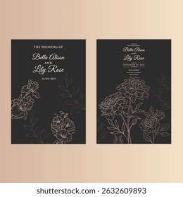Collection of floral frames with Black and white of branches, leaves and flowers. Hand drawn elegant delicate botanical borders and wreaths. Vector isolated elements for wedding invitation, card,