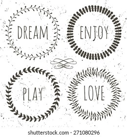 Collection of floral frames. Cute hand drawn floral circle frames. You can use it for wedding invitation, complements