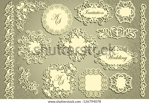 Collection of floral frames for scrap booking,\
Wedding design