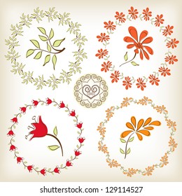 Collection floral frames. Vector illustration.