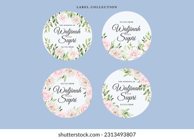 Collection of floral labels in watercolor style