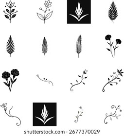 Kollektion Blumenblatt Grafik Blumen Farn