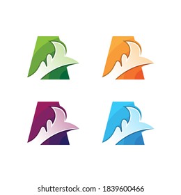 collection of floral letter a logo design in white background