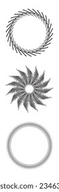 Collection of floral nordic decorative frames isolated on white background. Group of monochrome wreaths in foliate style vector graphics.