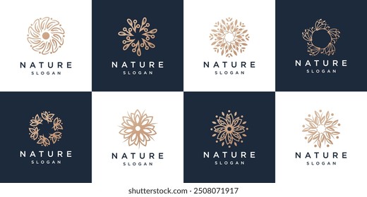collection of floral ornament logo designs for salon, spa, beauty etc.	
