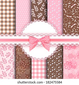Collection floral pattern for scrapbook. Vector illustration.