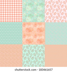 Collection floral pattern for scrapbook. Vector illustration.