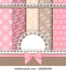 Collection floral pattern for scrapbook. Vector illustration.