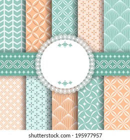 Collection Floral Pattern For Scrapbook. Vector Illustration.