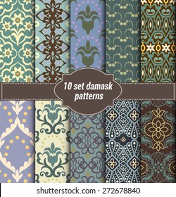 collection of floral patterns for making damask wallpapers, vintage styles, pattern swatches included,