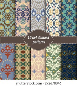 collection of floral patterns for making damask wallpapers, vintage styles, pattern swatches included,