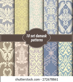 collection of floral patterns for making damask wallpapers, vintage styles, pattern swatches included,