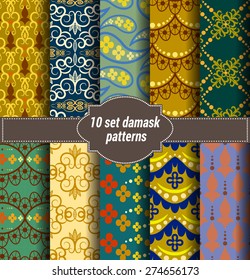collection of floral patterns for making damask wallpapers, vintage styles, pattern swatches included,
