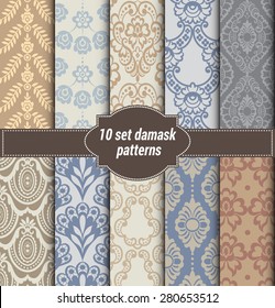 collection of floral patterns for making damask wallpapers, vintage styles, pattern swatches included,