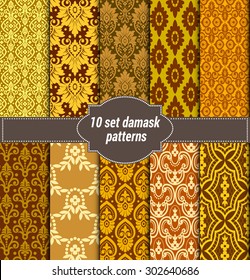 collection of floral patterns for making damask wallpapers, vintage styles, pattern swatches included,