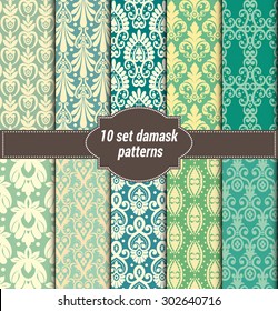 collection of floral patterns for making damask wallpapers, vintage styles, pattern swatches included,