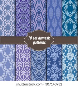 collection of floral patterns for making damask wallpapers, vintage styles, pattern swatches included,