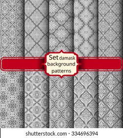 collection of floral patterns for making damask wallpapers, vintage styles, pattern swatches included,