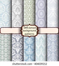 collection of floral patterns for making damask wallpapers, vintage styles, pattern swatches included,