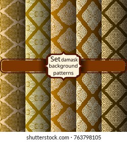 collection of floral patterns for making damask wallpapers, vintage styles, pattern swatches included,