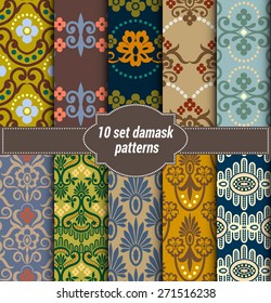 collection of floral patterns for making seamless wallpapers, vintage styles, pattern swatches included,