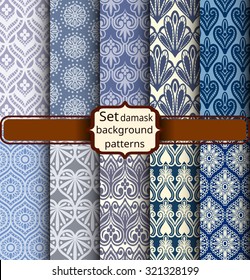 collection of floral patterns for making seamless wallpapers, vintage styles, pattern swatches included,