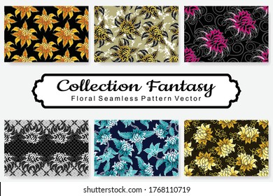 Collection Floral Patterns Vector, Batik Motif