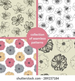 Collection of floral seamless pattern.