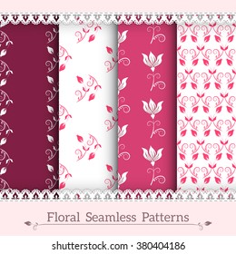 Collection floral seamless patterns. Vector.