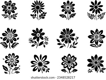 Collection of Floral Silhouette in Vector Style