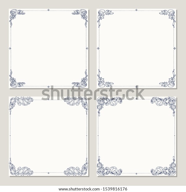 Collection of floral vector\
frames.\
Design for menu, invitation, postcards, posters and\
other.